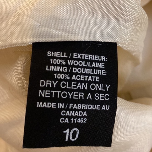 LEIGH Morgan- ivory 100% virgin wool 3/4 length sleeve midi shift dress size 10 - Picture 7 of 12